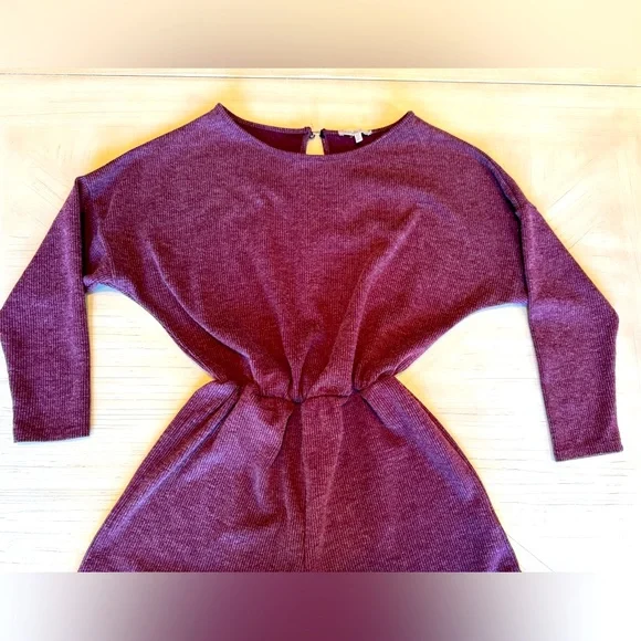 Charlotte Russe Burgundy Dolman Sleeve Ribbed Romper – Size XS - Picture 10 of 15